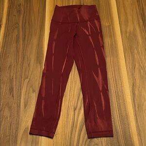 Lululemon Wunder Train High-Rise Crop 23" Sun Bleached Wash Red Merlot